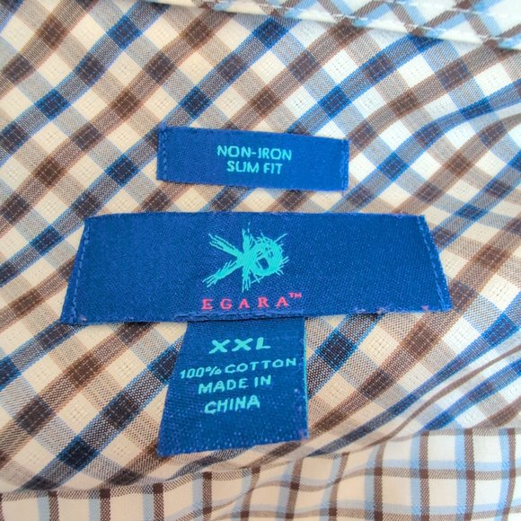 Egara XXL Blue Check Button-Down Shirt - Picture 4 of 5
